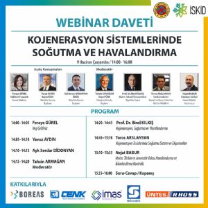 Kojenerasyon Sistemlerinde Soğutma ve Havalandırma Webinarı 9 Haziran 2021 tarihinde gerçekleşti.